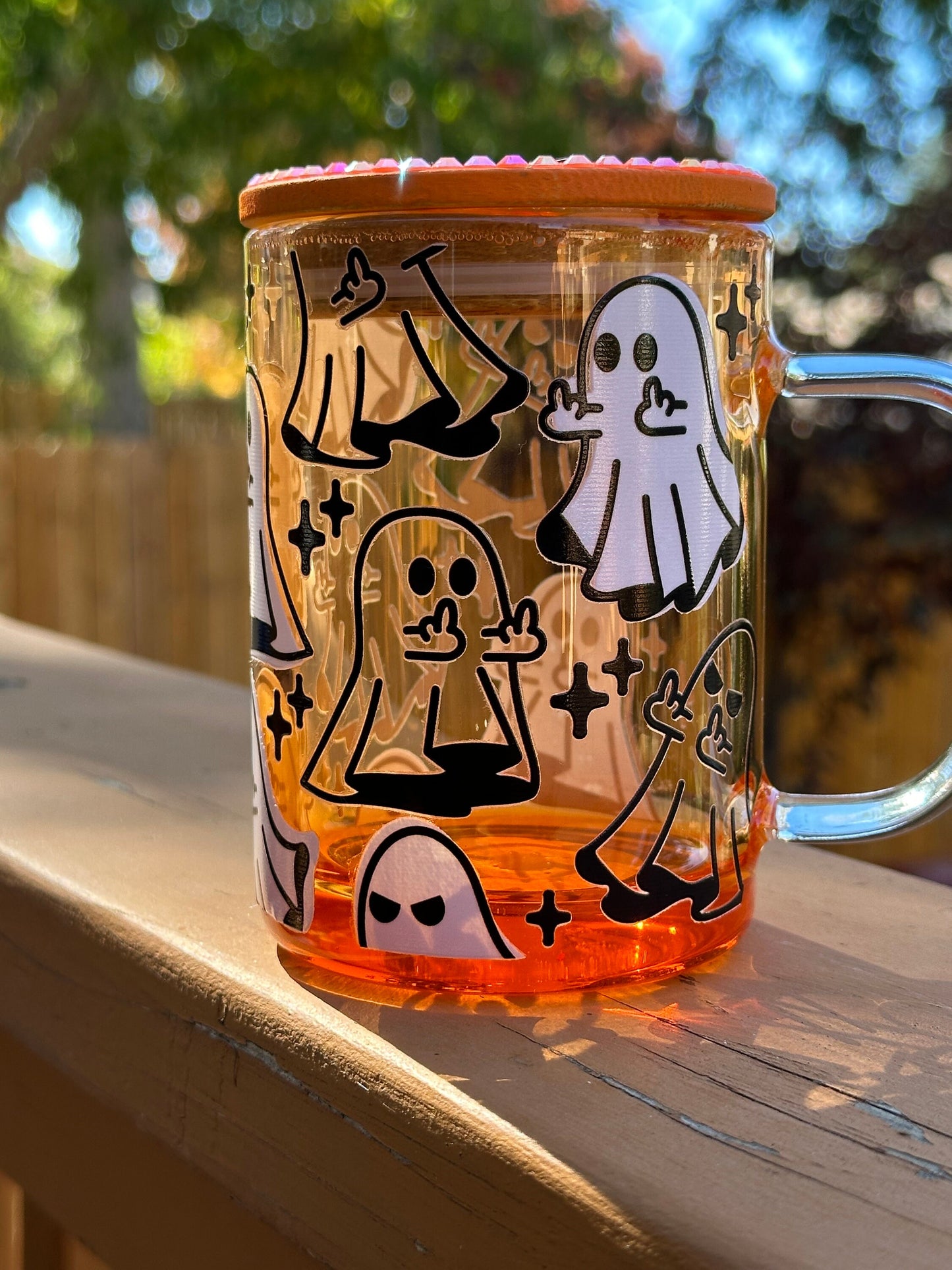 Halloween Spooky Cup, Spooky Season Iced Coffee Mug, Unique Halloween Gift, Ghost, Middle Finger Ghost, Flipping Off Ghost, Funny Halloween