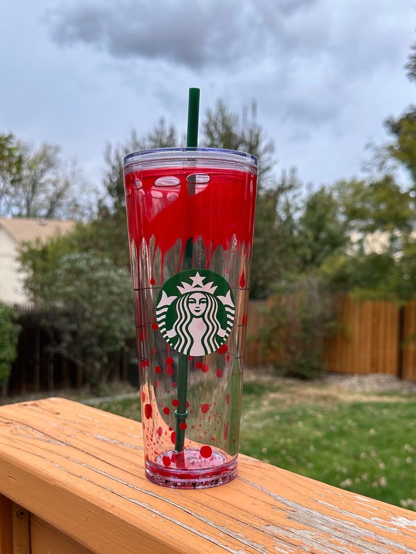 Blood Drip Tumbler, Starbucks Halloween Tumbler, 24 Ounce Snow Globe Tumbler, Red Slime, Starbucks Cup, Halloween Gift, Slime Cup
