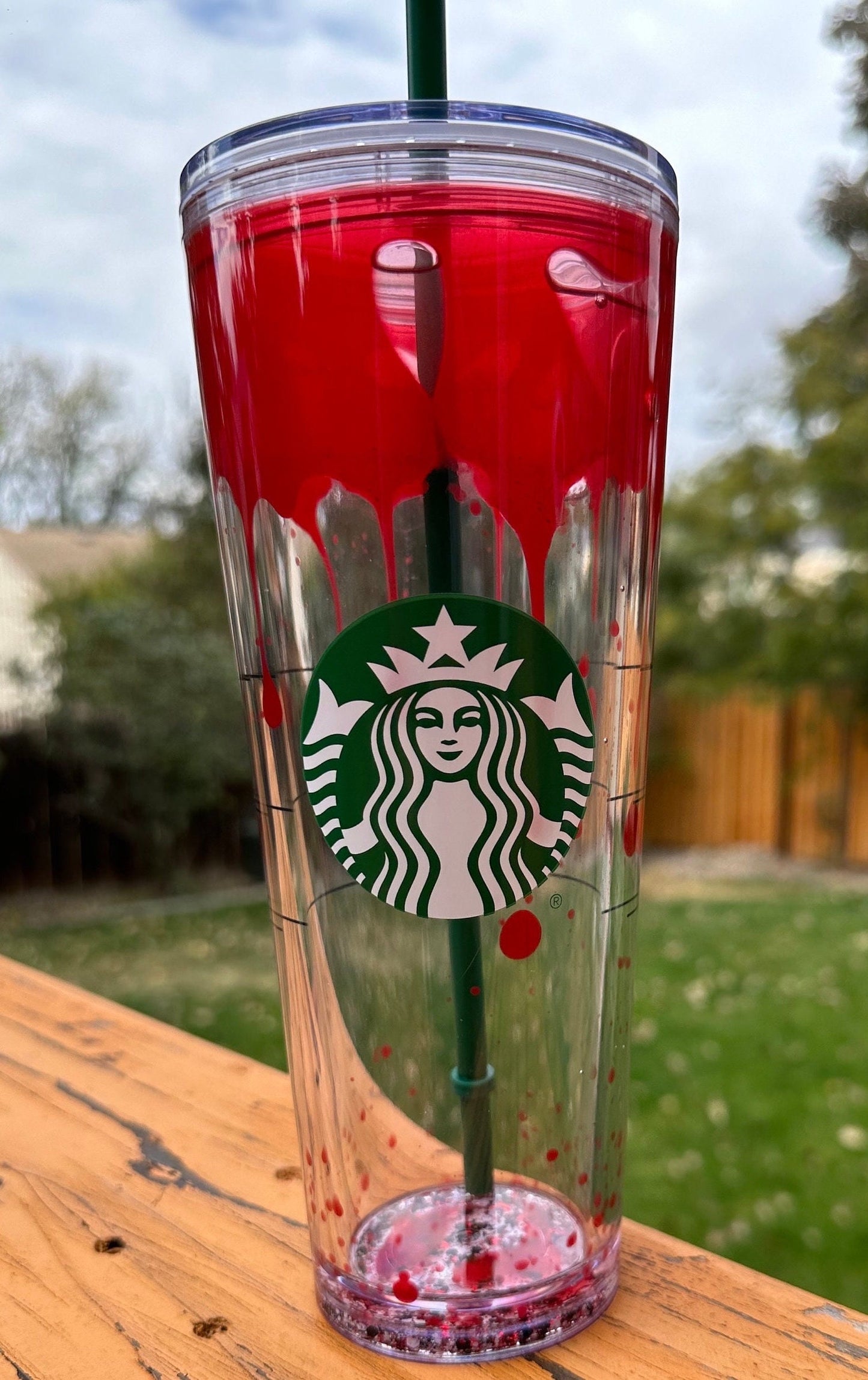 Blood Drip Tumbler, Starbucks Halloween Tumbler, 24 Ounce Snow Globe Tumbler, Red Slime, Starbucks Cup, Halloween Gift, Slime Cup