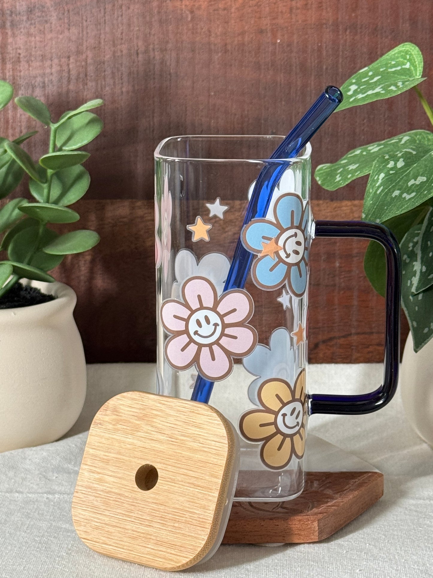 Square Mug with Flowers