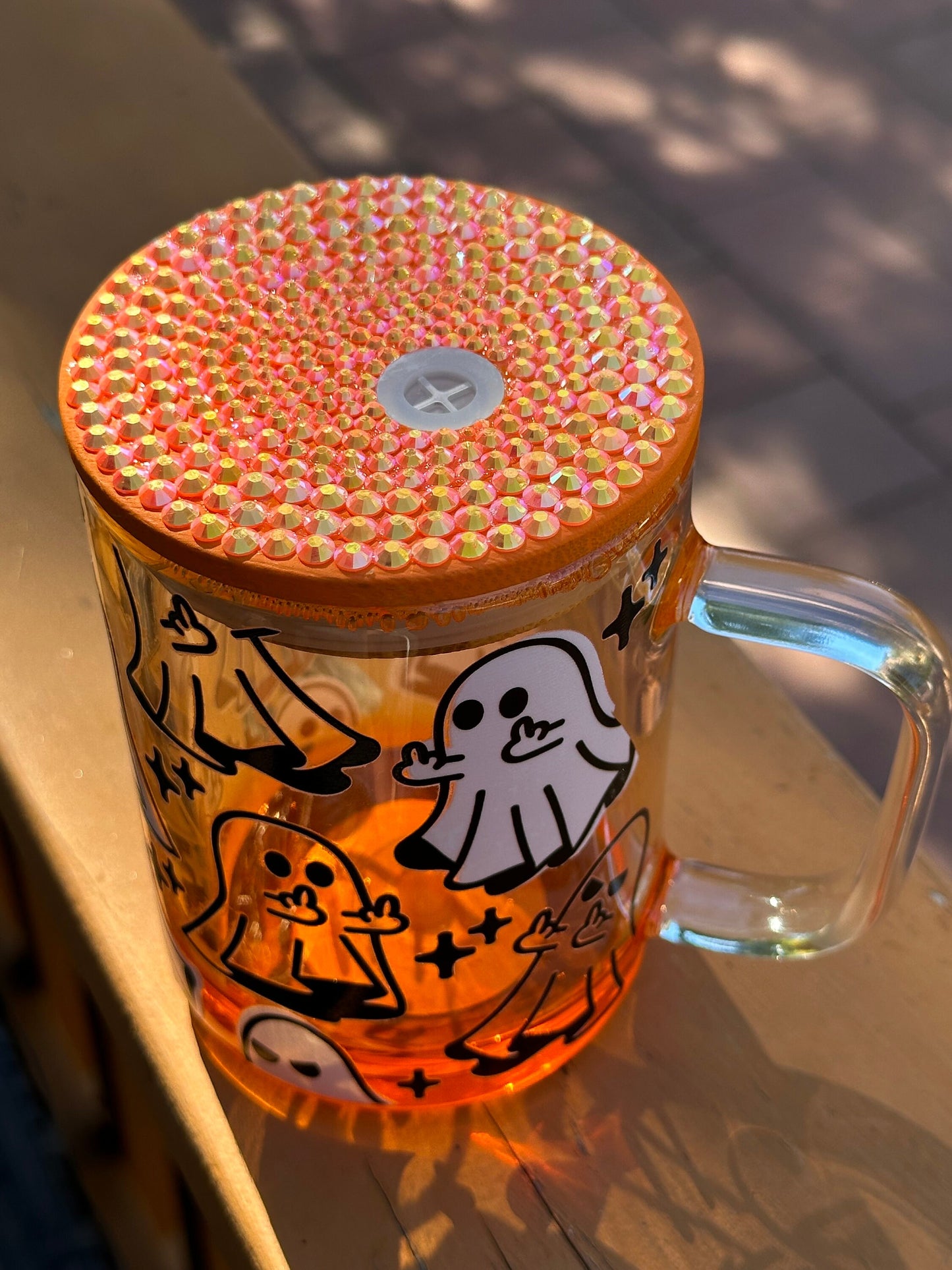 Halloween Spooky Cup, Spooky Season Iced Coffee Mug, Unique Halloween Gift, Ghost, Middle Finger Ghost, Flipping Off Ghost, Funny Halloween