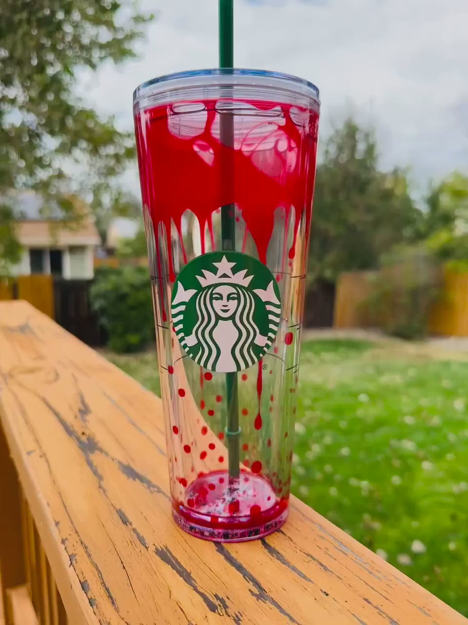 Blood Drip Tumbler, Starbucks Halloween Tumbler, 24 Ounce Snow Globe Tumbler, Red Slime, Starbucks Cup, Halloween Gift, Slime Cup