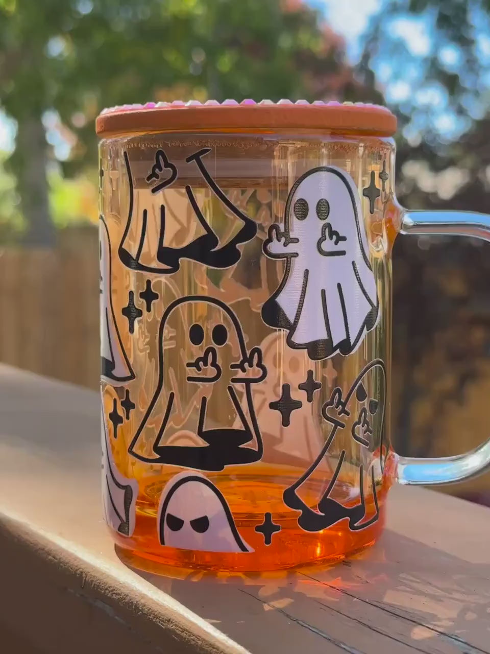 Halloween Spooky Cup, Spooky Season Iced Coffee Mug, Unique Halloween Gift, Ghost, Middle Finger Ghost, Flipping Off Ghost, Funny Halloween